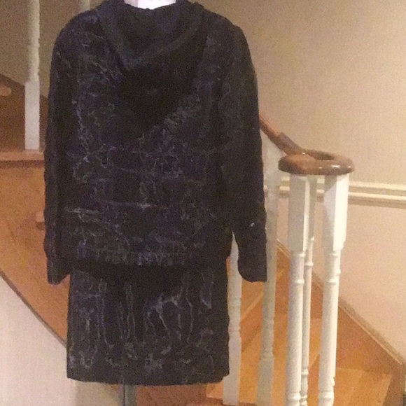 NWOT Black hooded jacket with pencil skirt suit - Picture 2 of 6